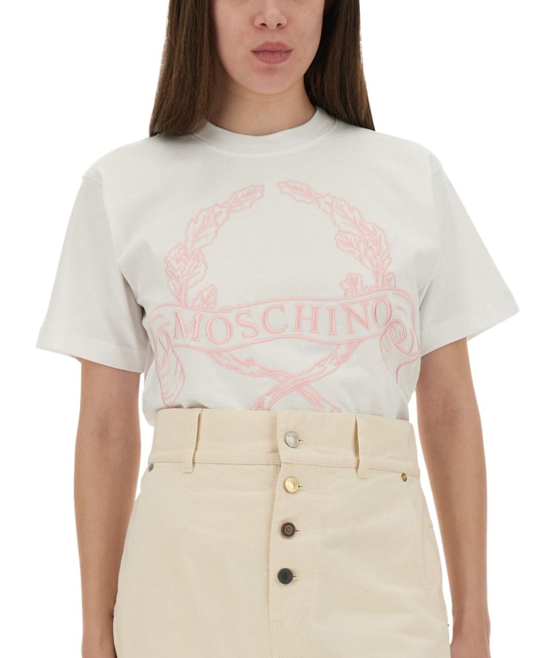 MOSCHINO Белая хлопковая футболка, фото 5