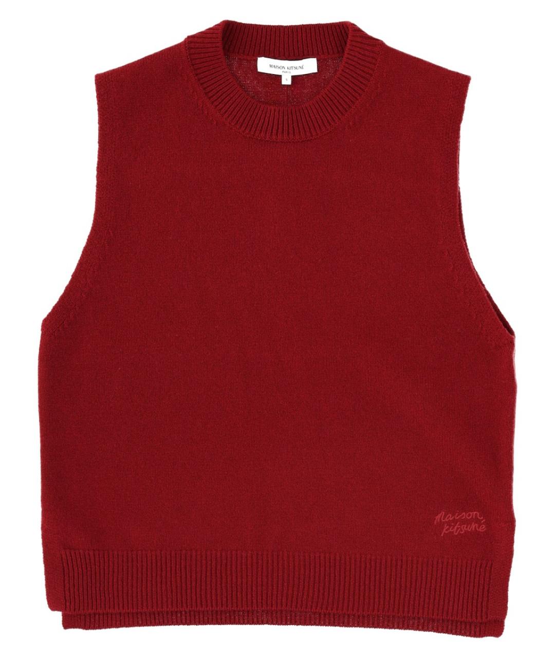 MAISON KITSUNE Бордовая шерстяная жилетка, фото 1