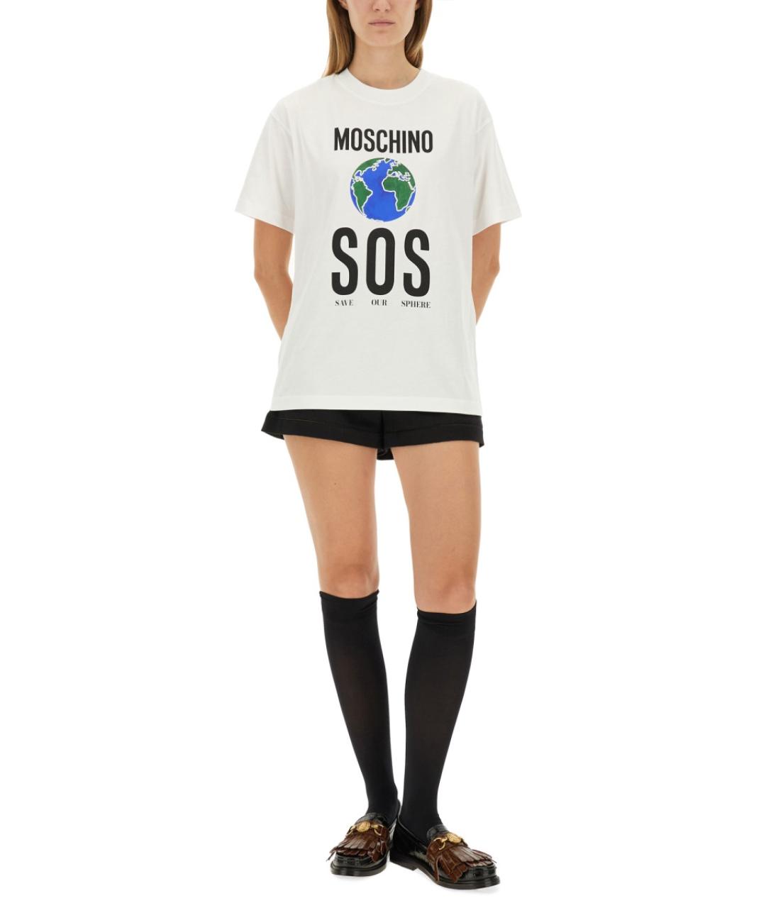 MOSCHINO Белая хлопковая футболка, фото 2