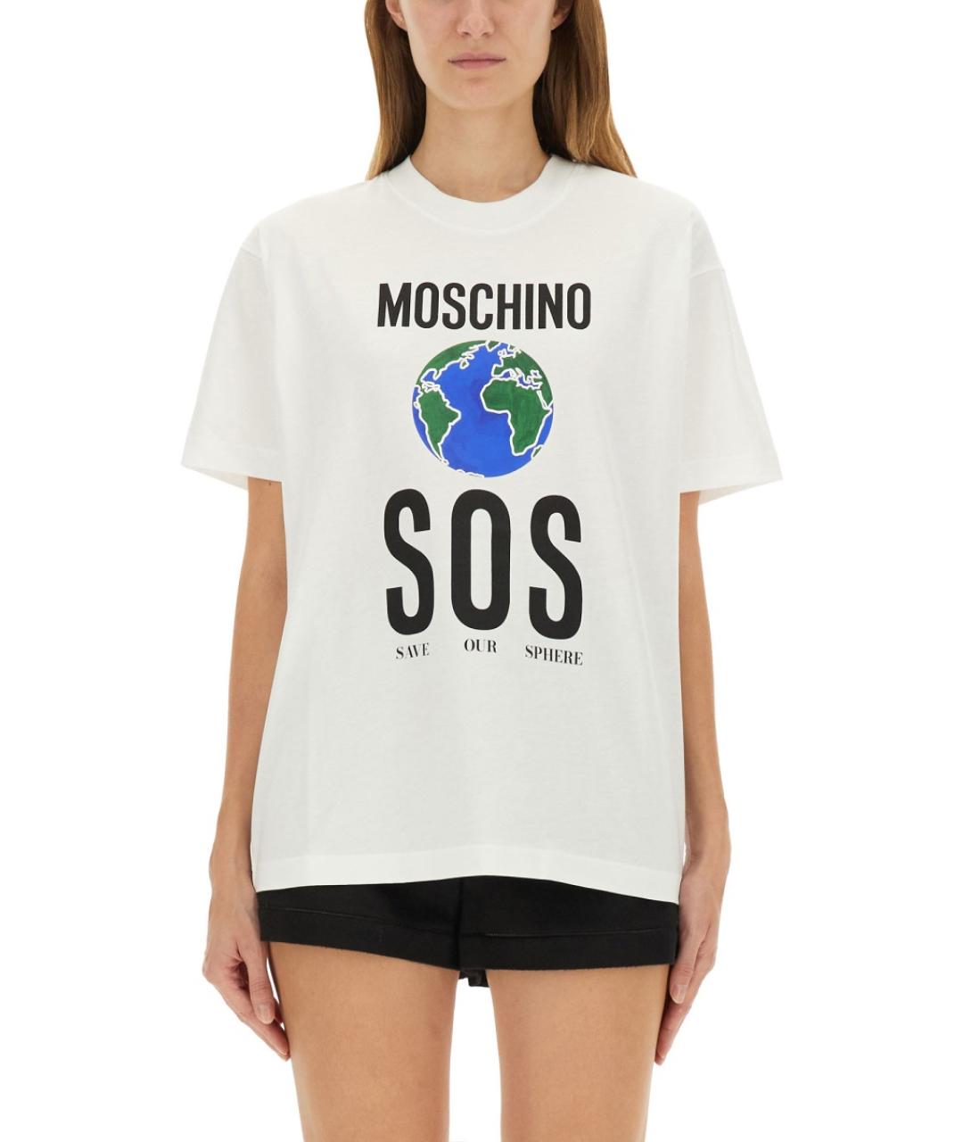 MOSCHINO Белая хлопковая футболка, фото 5