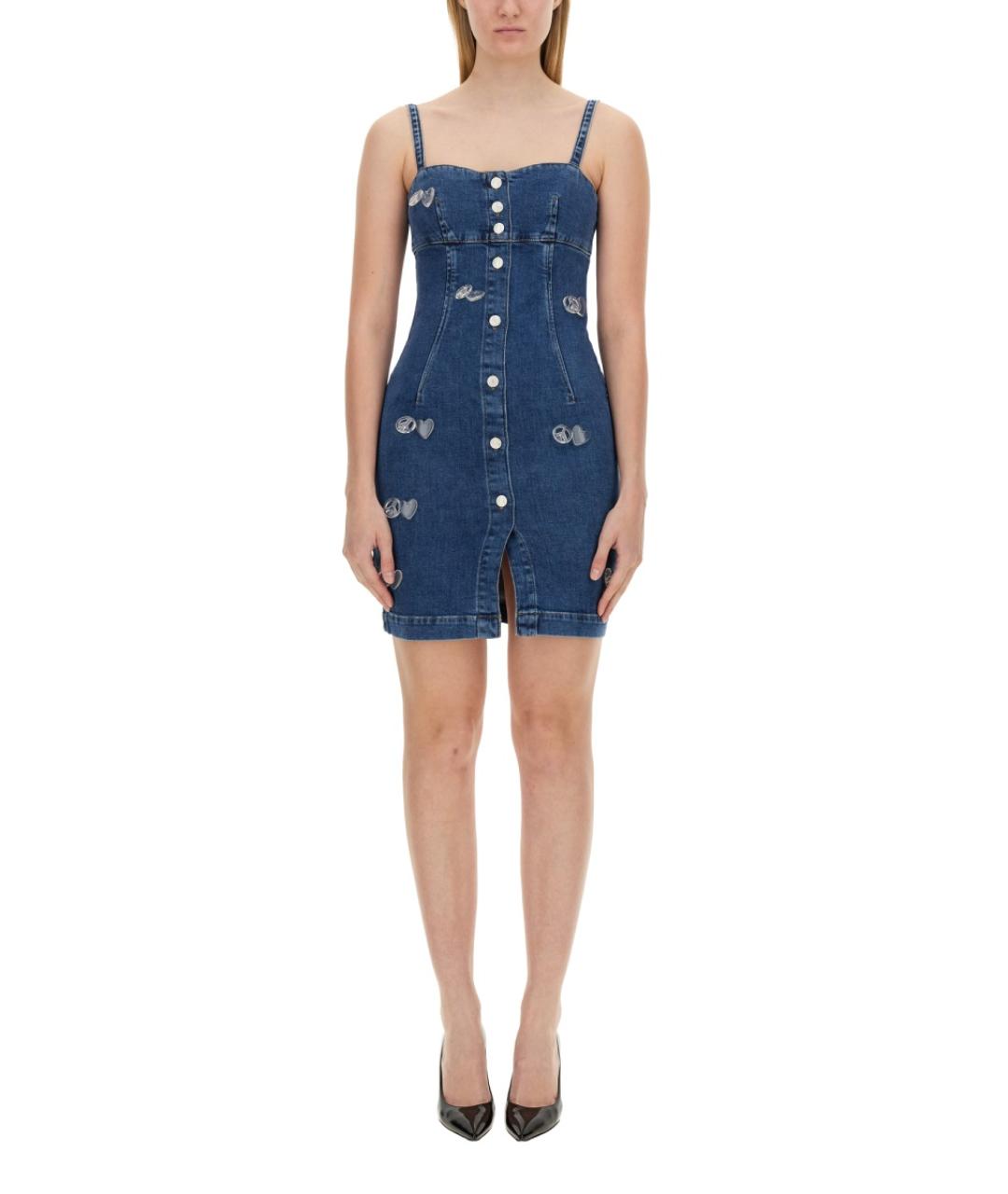 MOSCHINO JEANS Синее хлопковое повседневное платье, фото 5