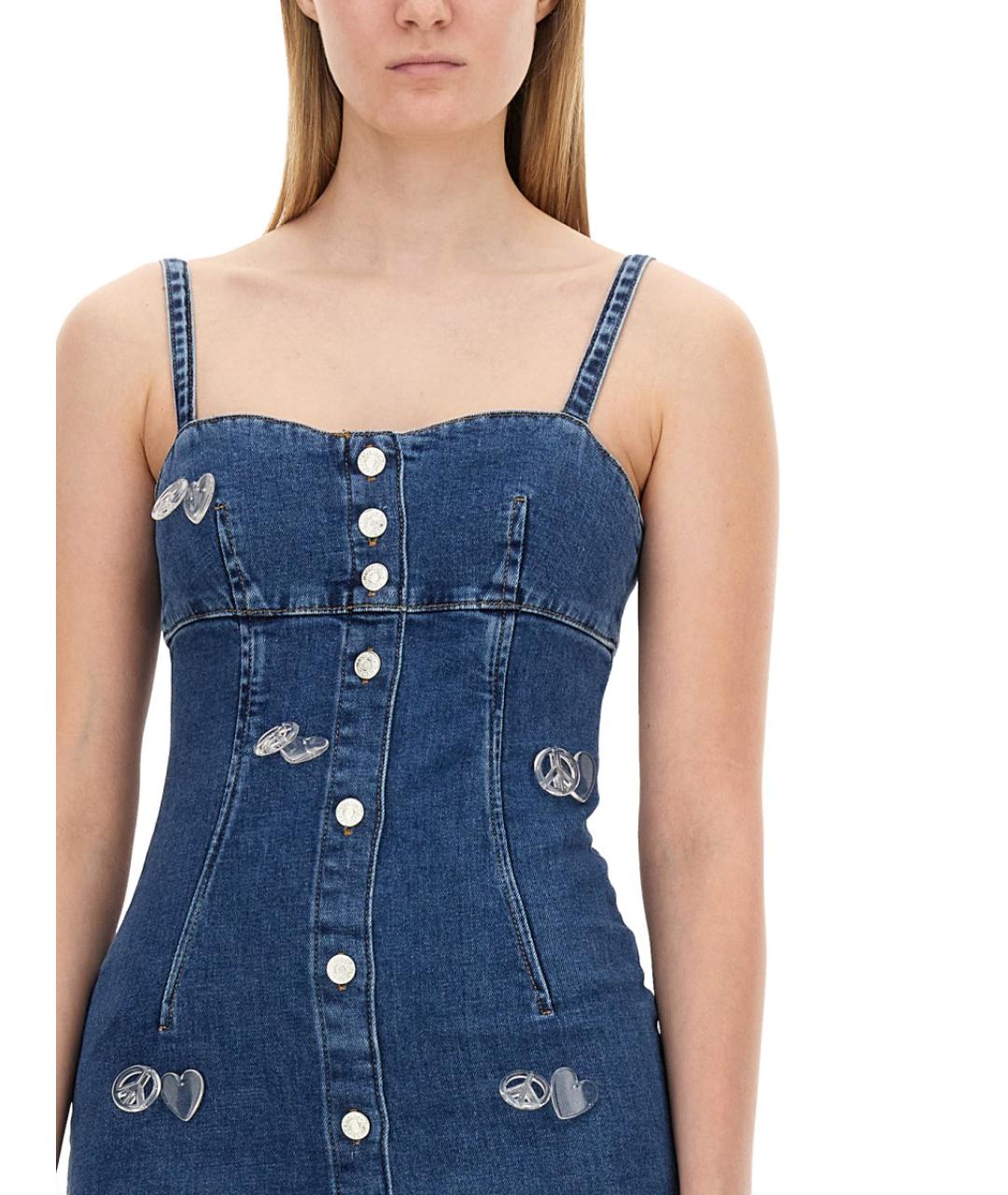 MOSCHINO JEANS Синее хлопковое повседневное платье, фото 3