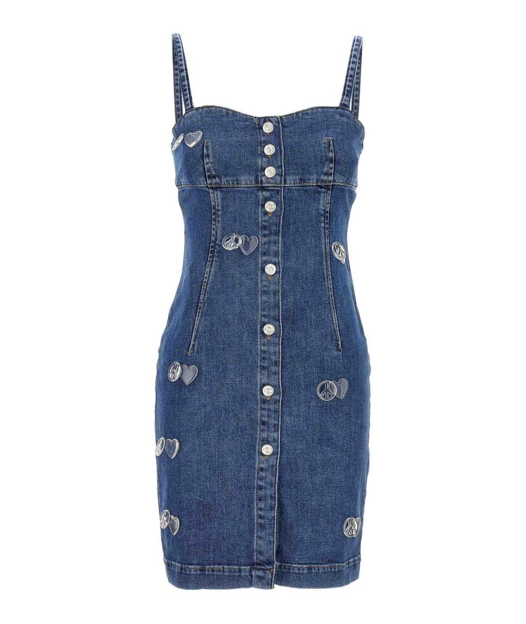 MOSCHINO JEANS Синее хлопковое повседневное платье, фото 1