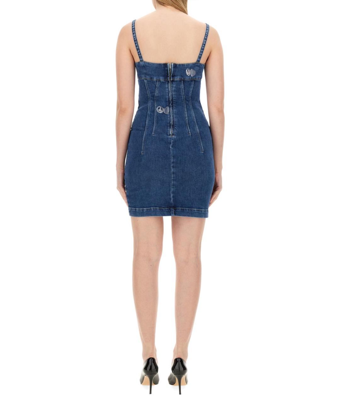 MOSCHINO JEANS Синее хлопковое повседневное платье, фото 4