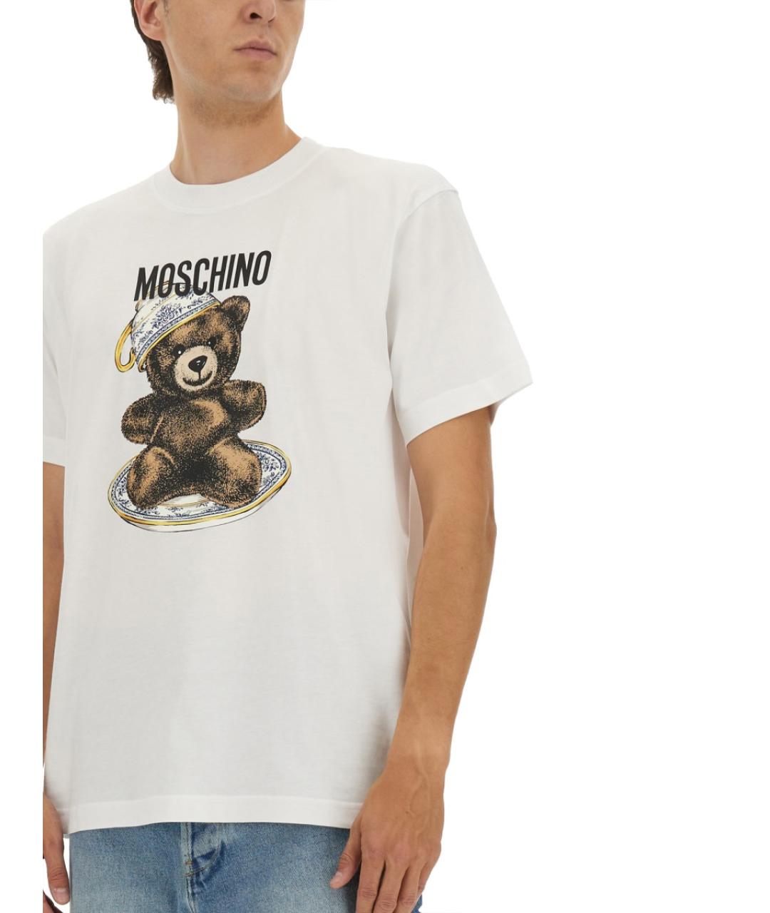 MOSCHINO Белая хлопковая футболка, фото 4