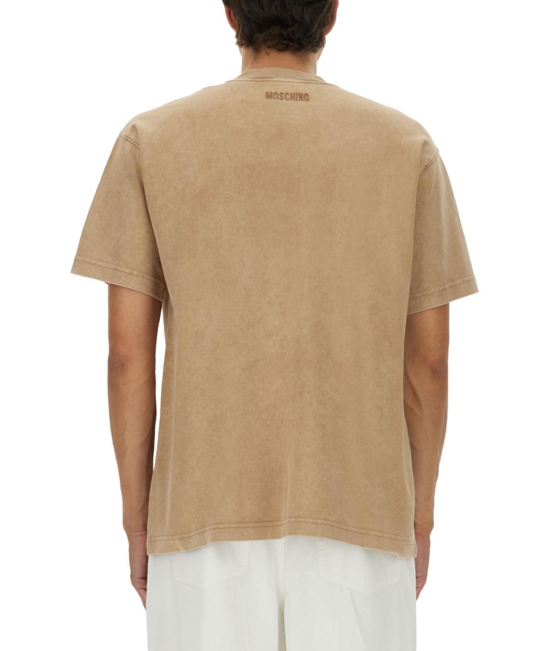 MOSCHINO Коричневая хлопковая футболка, фото 3