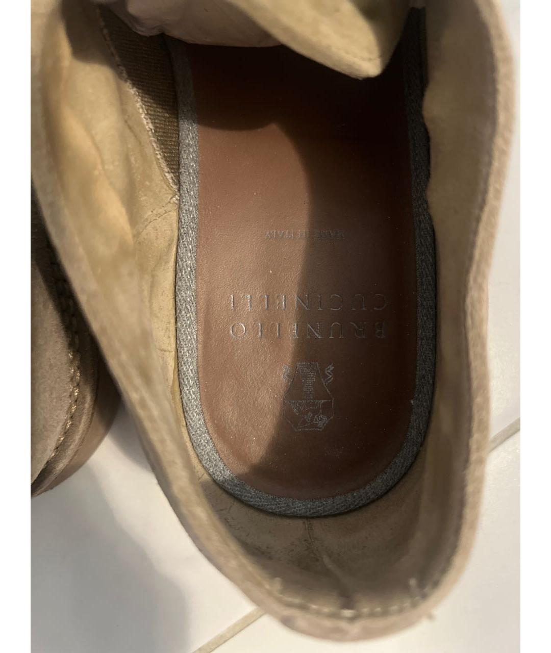 BRUNELLO CUCINELLI Бежевые замшевые низкие ботинки, фото 5