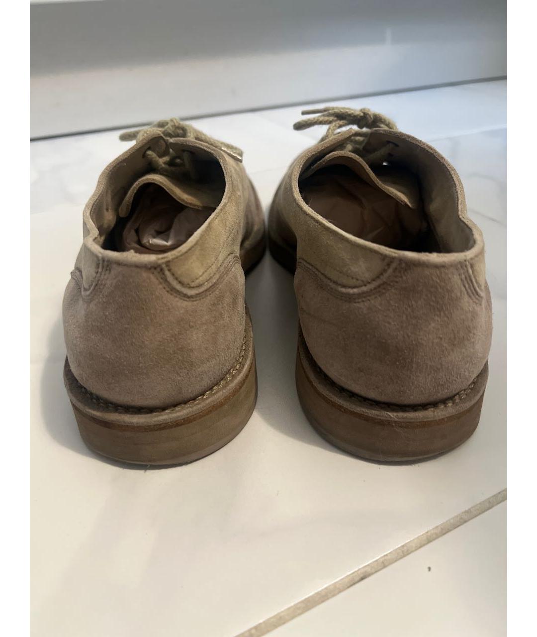 BRUNELLO CUCINELLI Бежевые замшевые низкие ботинки, фото 4