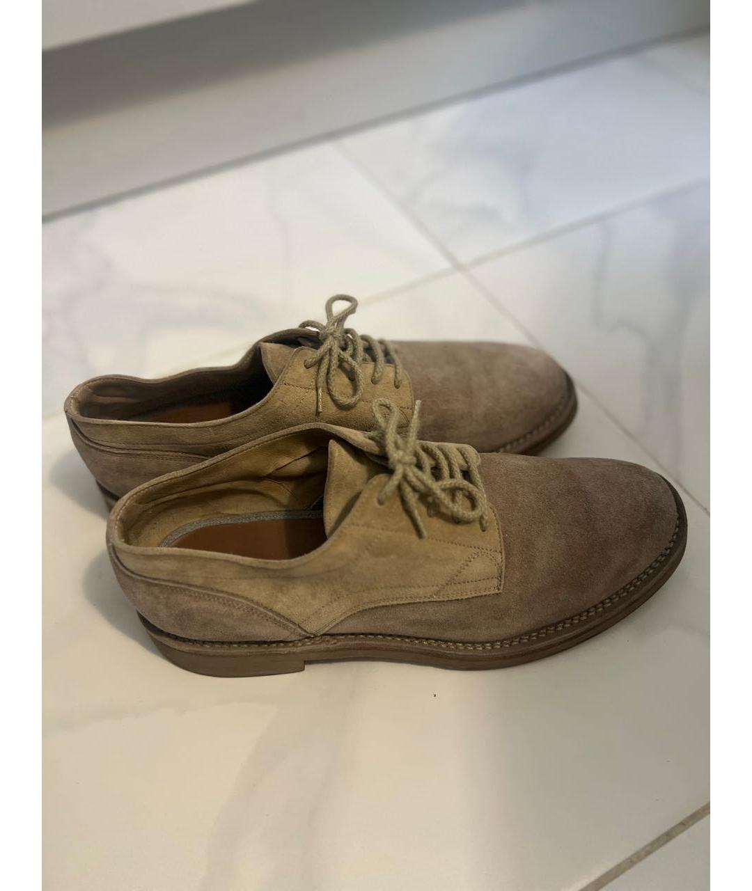 BRUNELLO CUCINELLI Бежевые замшевые низкие ботинки, фото 6