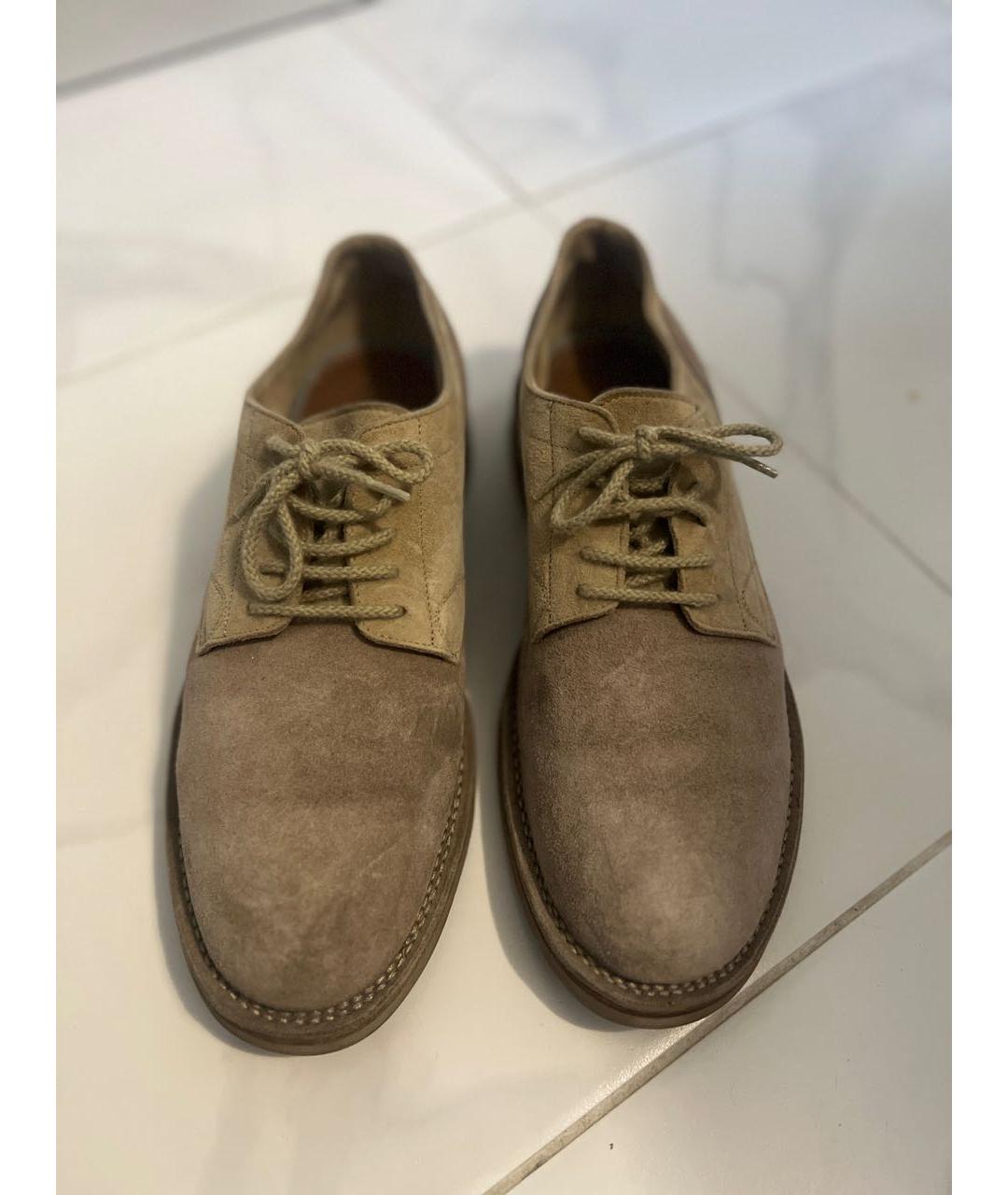 BRUNELLO CUCINELLI Бежевые замшевые низкие ботинки, фото 2