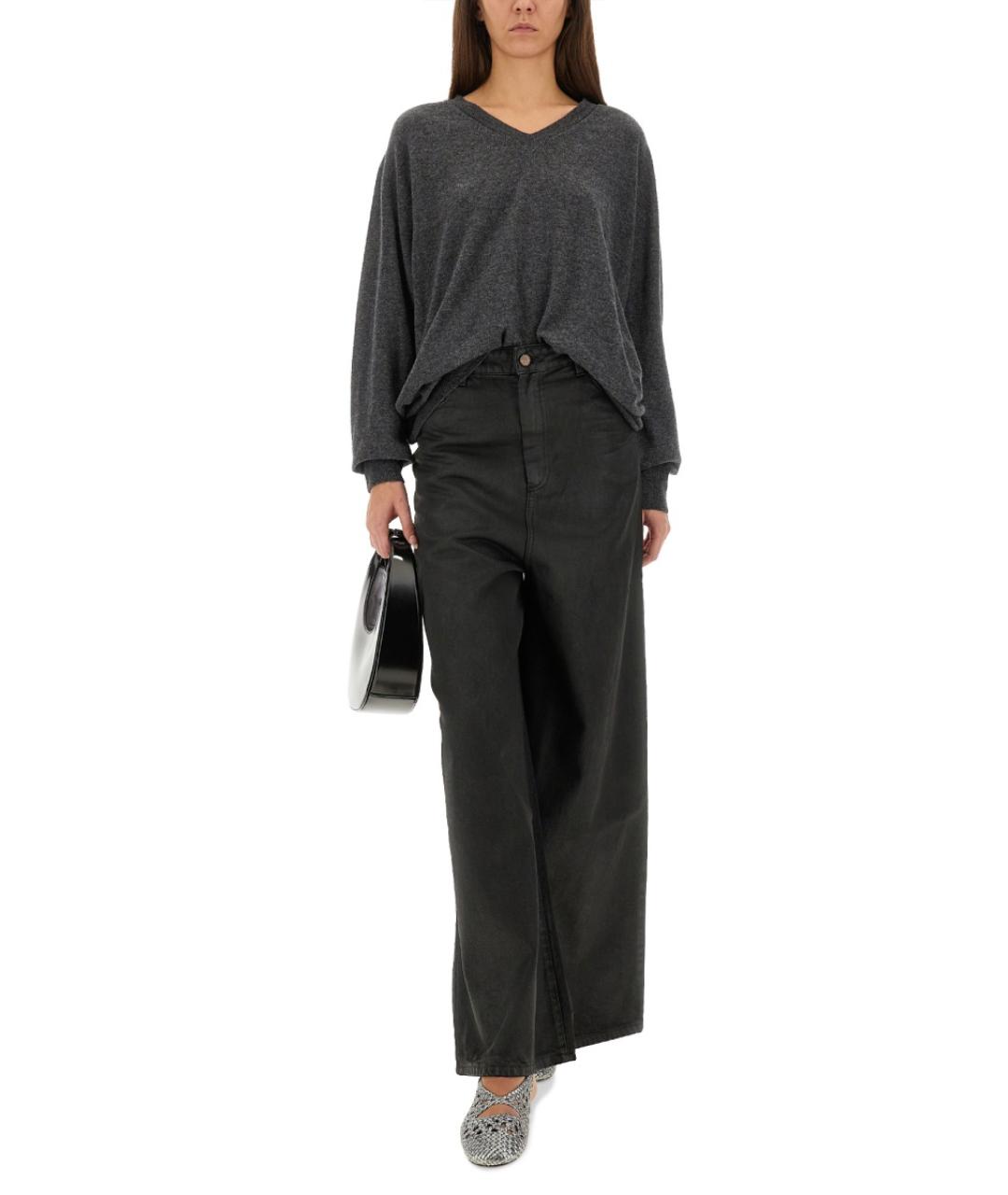 ALYSI Черные хлопковые джинсы клеш, фото 2