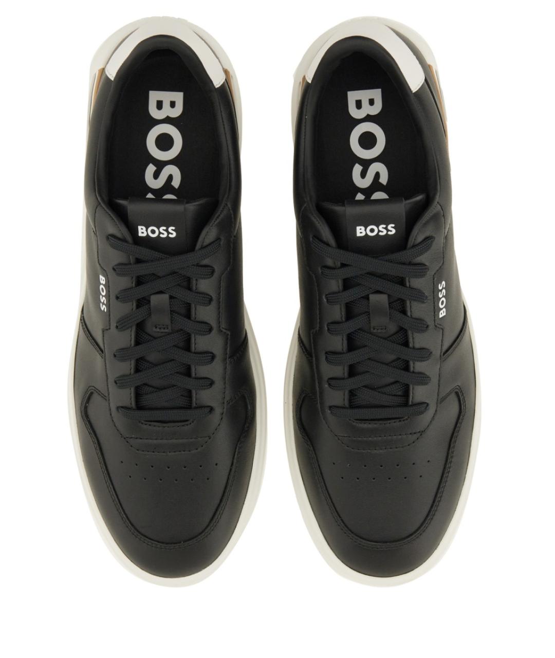 HUGO BOSS Черные кожаные низкие кроссовки / кеды, фото 6