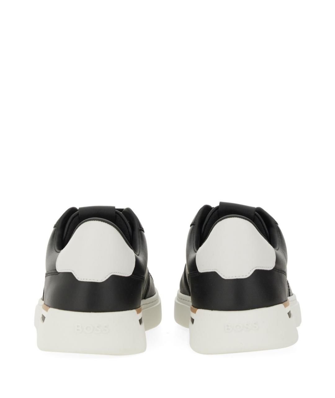 HUGO BOSS Черные кожаные низкие кроссовки / кеды, фото 4
