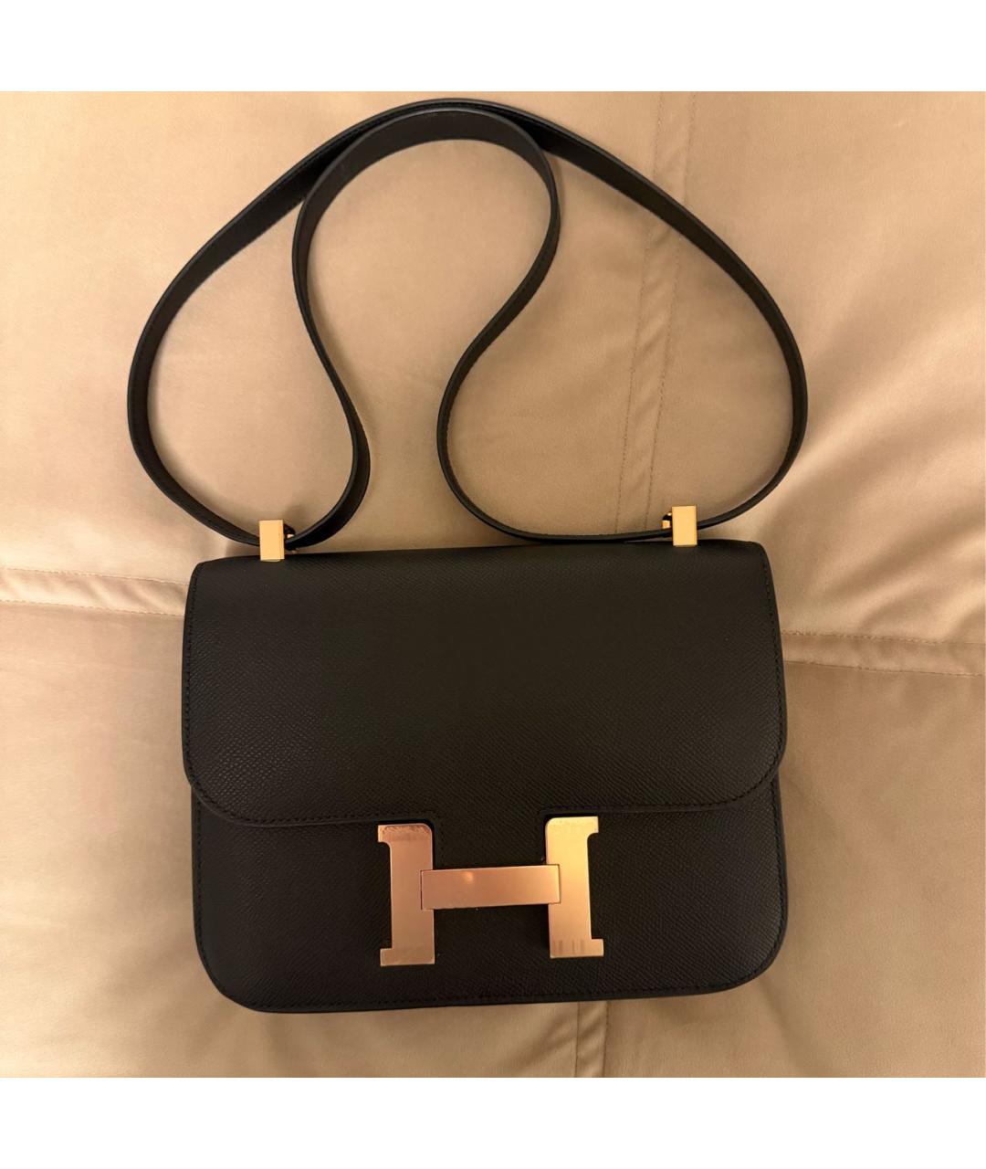 HERMES Черная кожаная сумка через плечо, фото 7