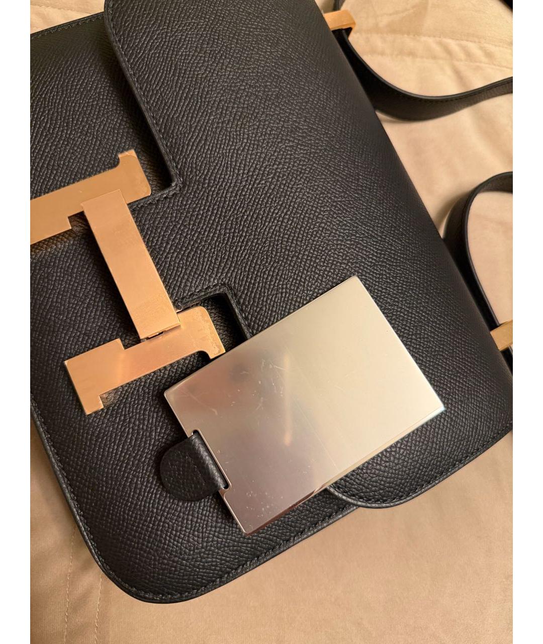 HERMES Черная кожаная сумка через плечо, фото 5