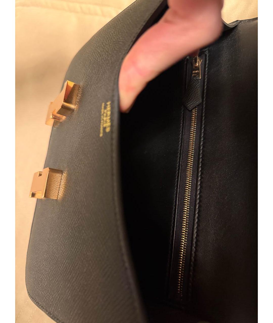 HERMES Черная кожаная сумка через плечо, фото 4