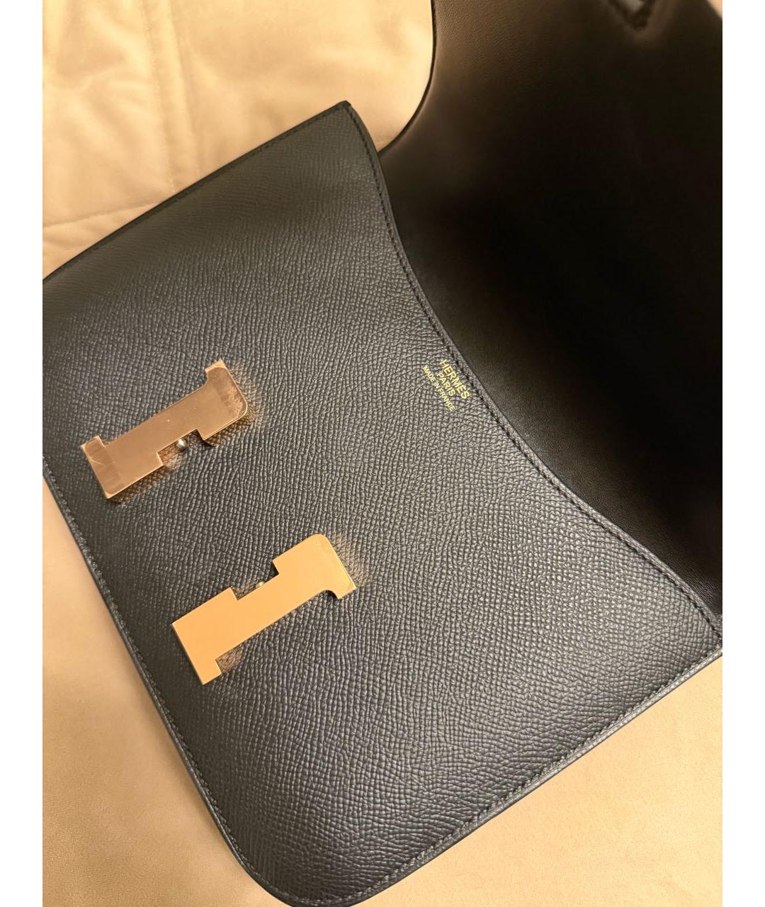 HERMES Черная кожаная сумка через плечо, фото 3