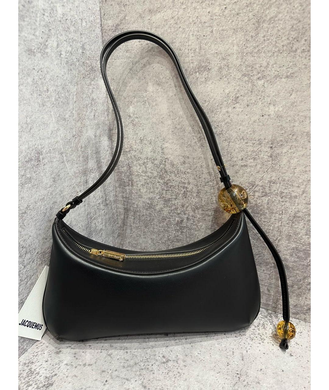 JACQUEMUS Черная кожаная сумка через плечо, фото 2