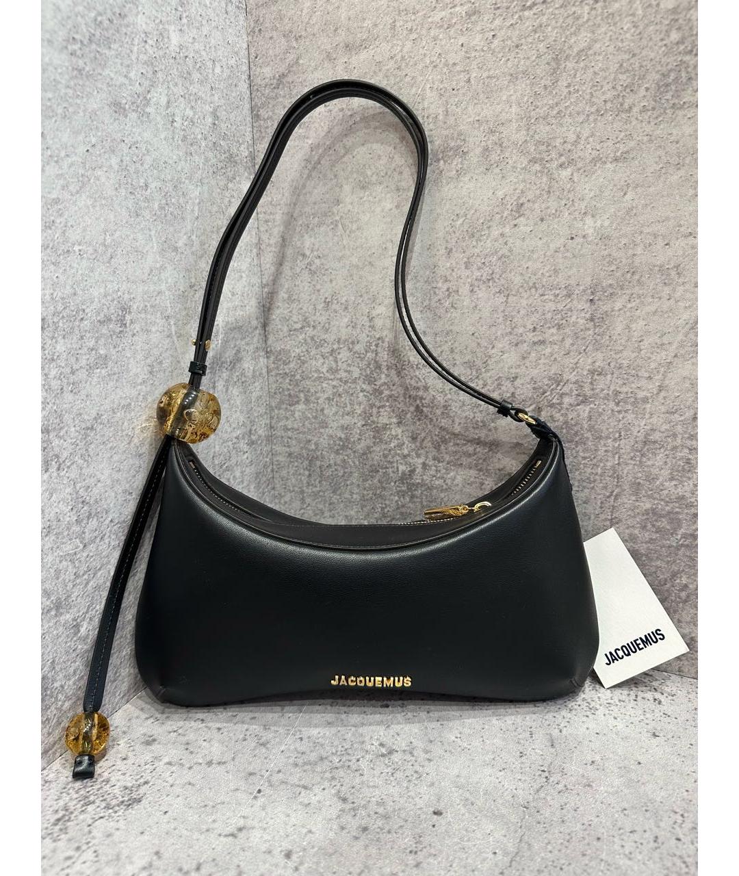 JACQUEMUS Черная кожаная сумка через плечо, фото 6