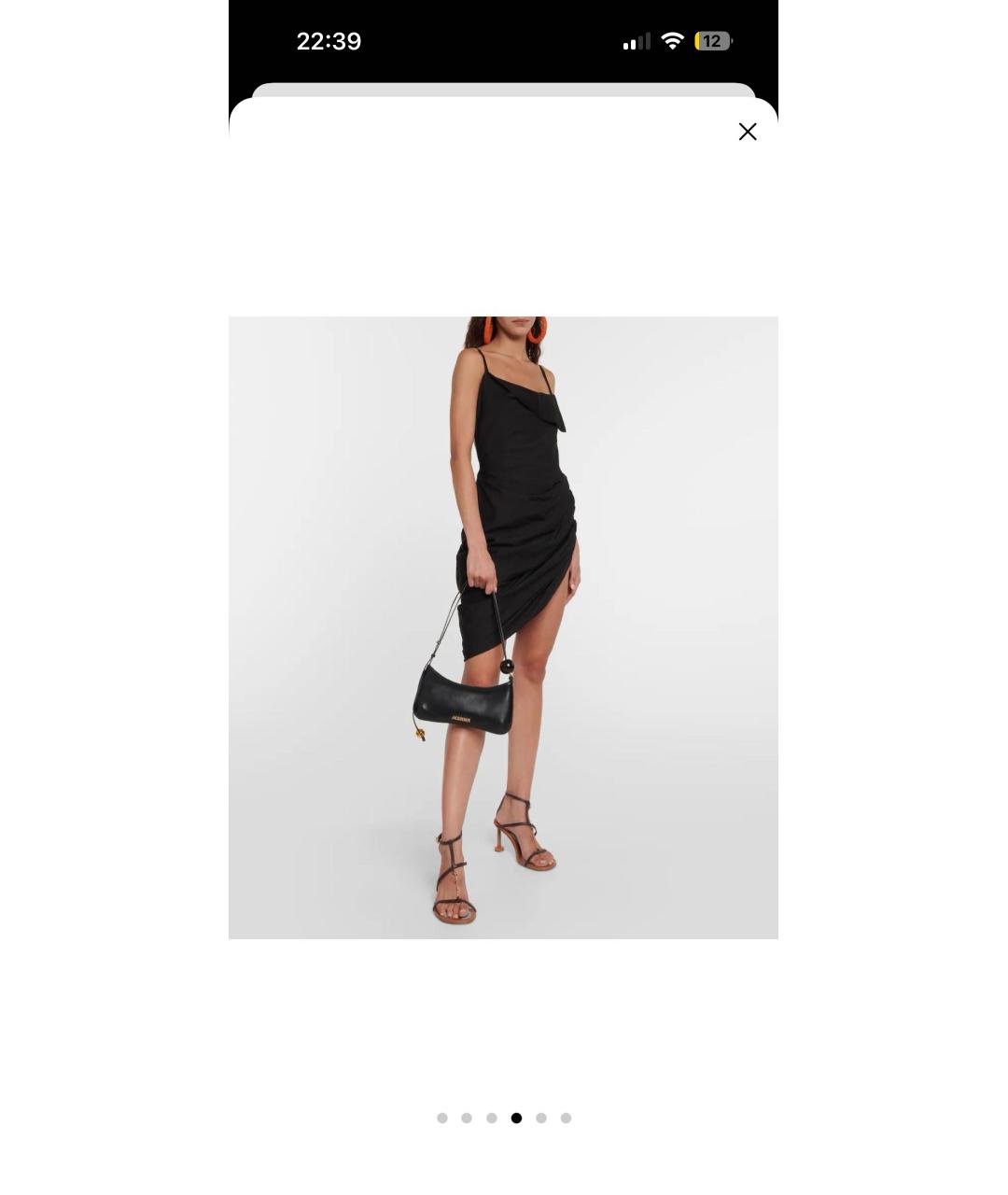 JACQUEMUS Черная кожаная сумка через плечо, фото 5