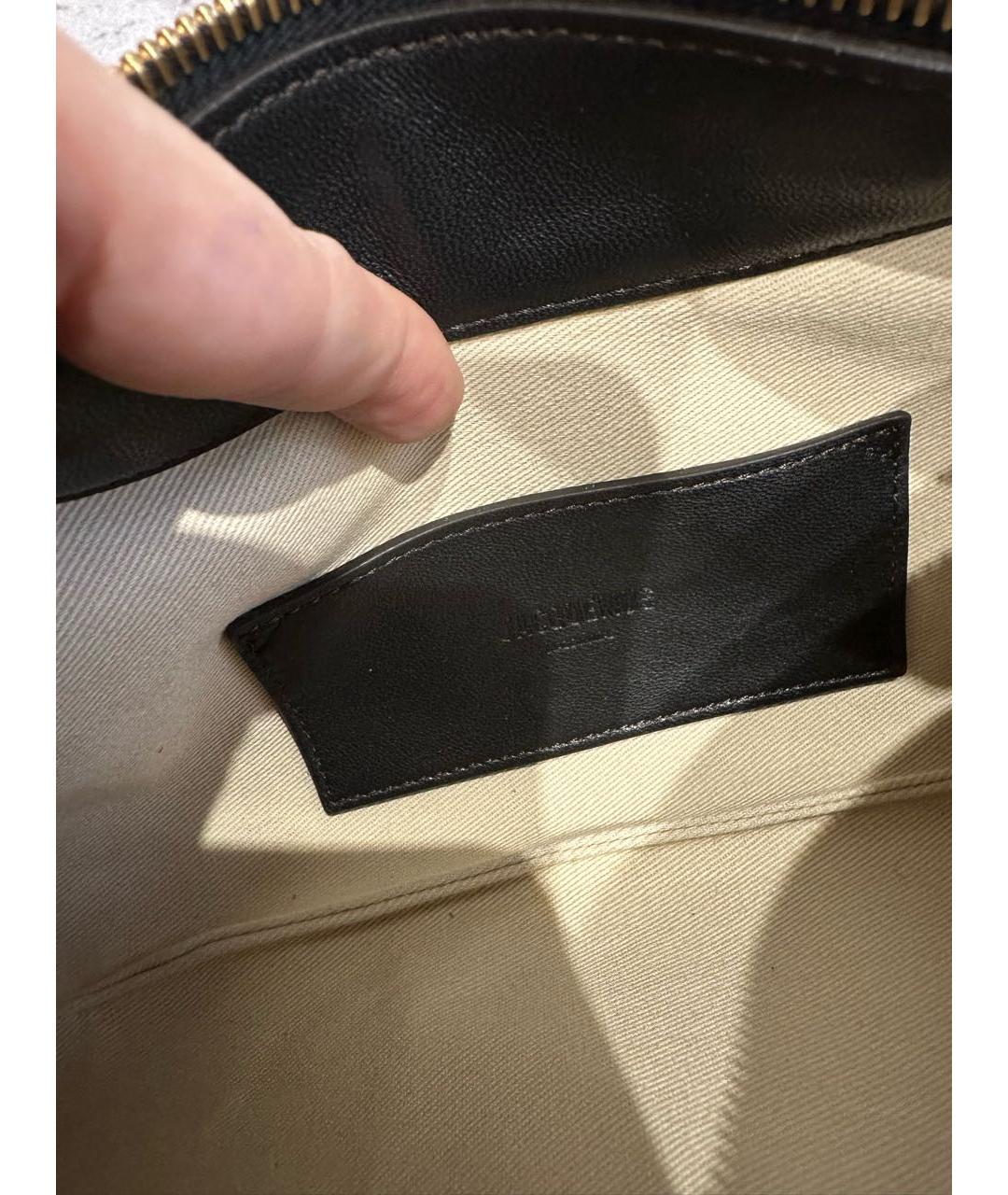 JACQUEMUS Черная кожаная сумка через плечо, фото 4