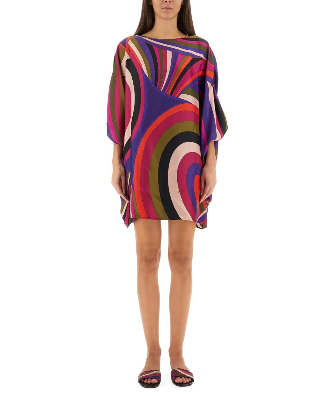 PUCCI Мульти шелковое повседневное платье, фото 2