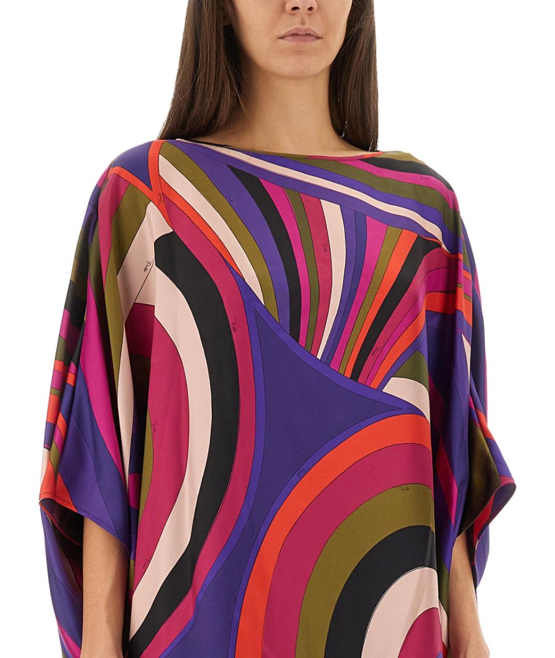 PUCCI Мульти шелковое повседневное платье, фото 5