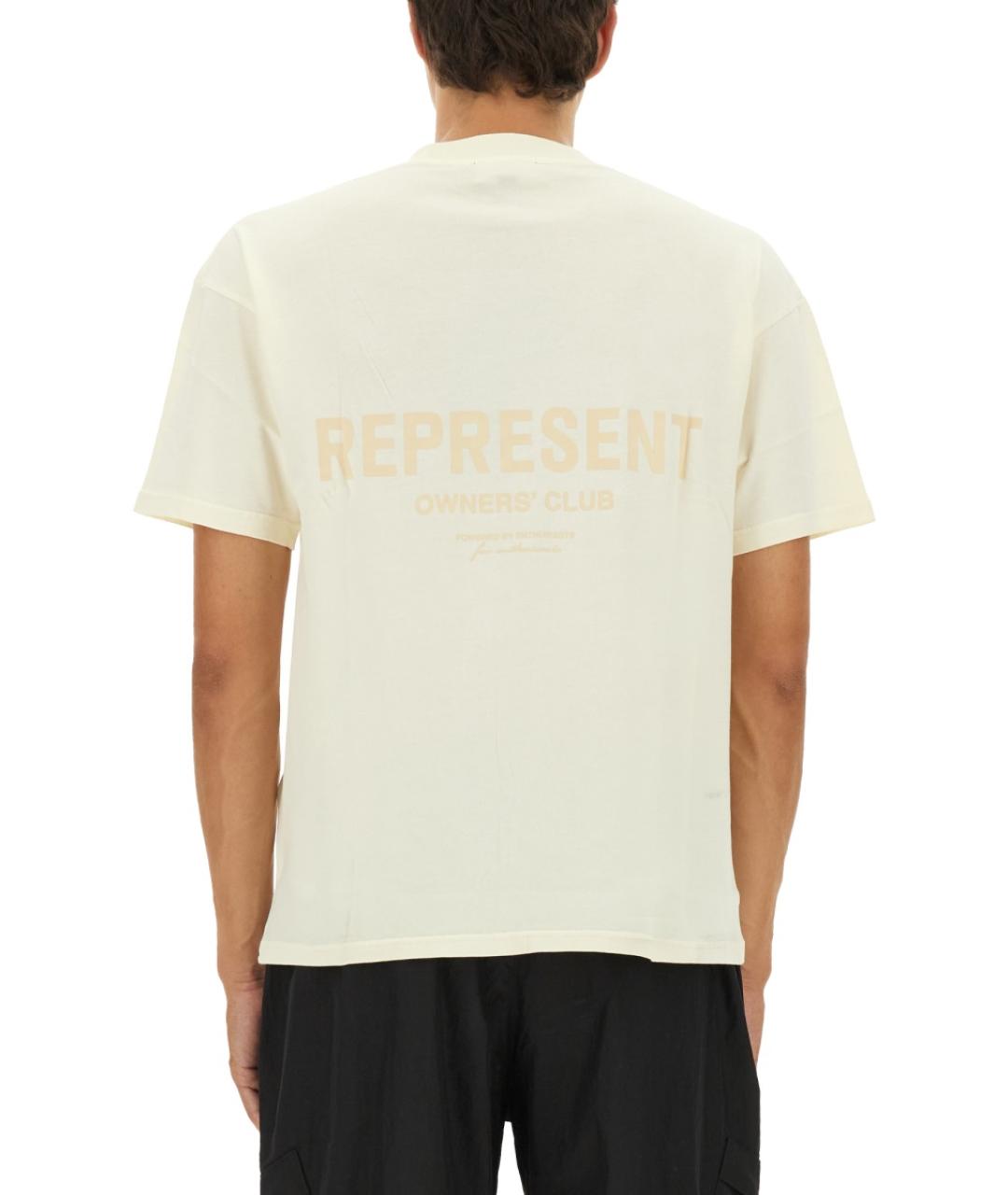 REPRESENT Бежевая хлопковая футболка, фото 3