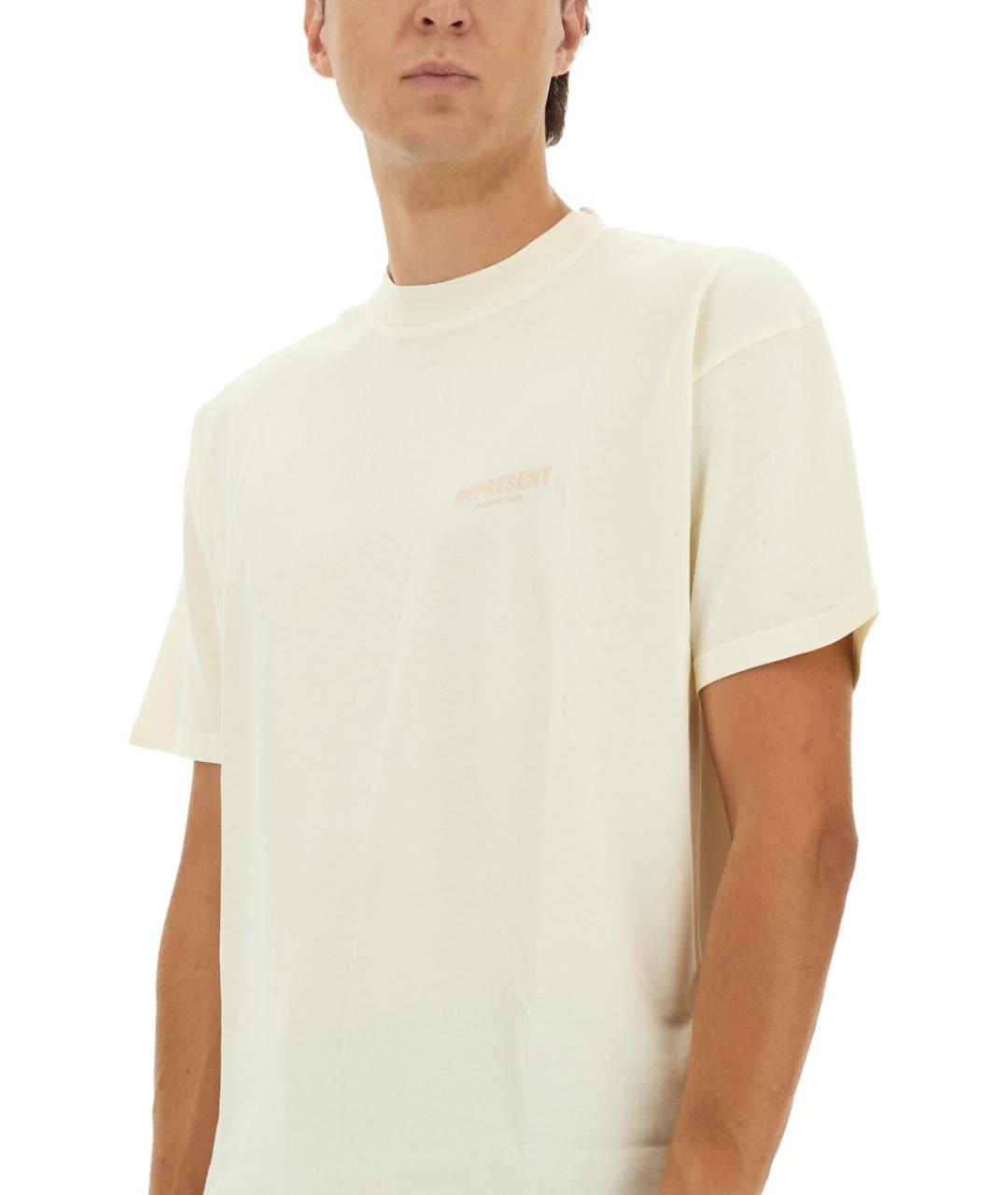 REPRESENT Бежевая хлопковая футболка, фото 4