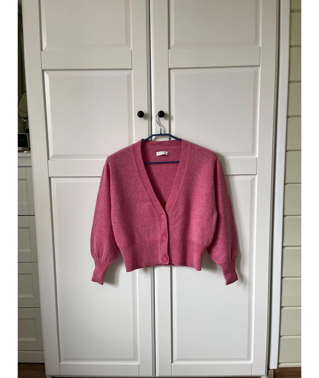 SANDRO Розовый шерстяной кардиган, фото 5