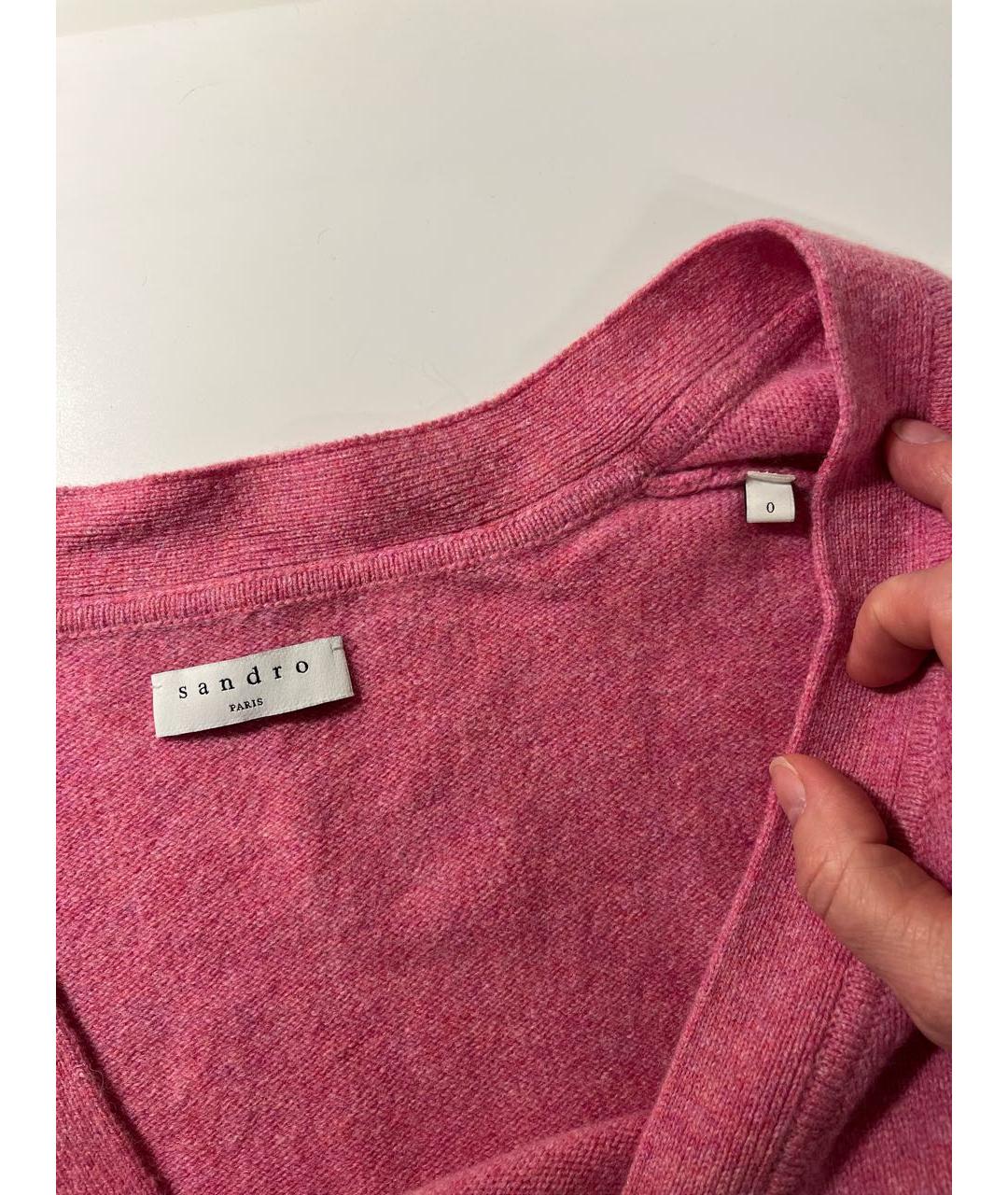 SANDRO Розовый шерстяной кардиган, фото 3