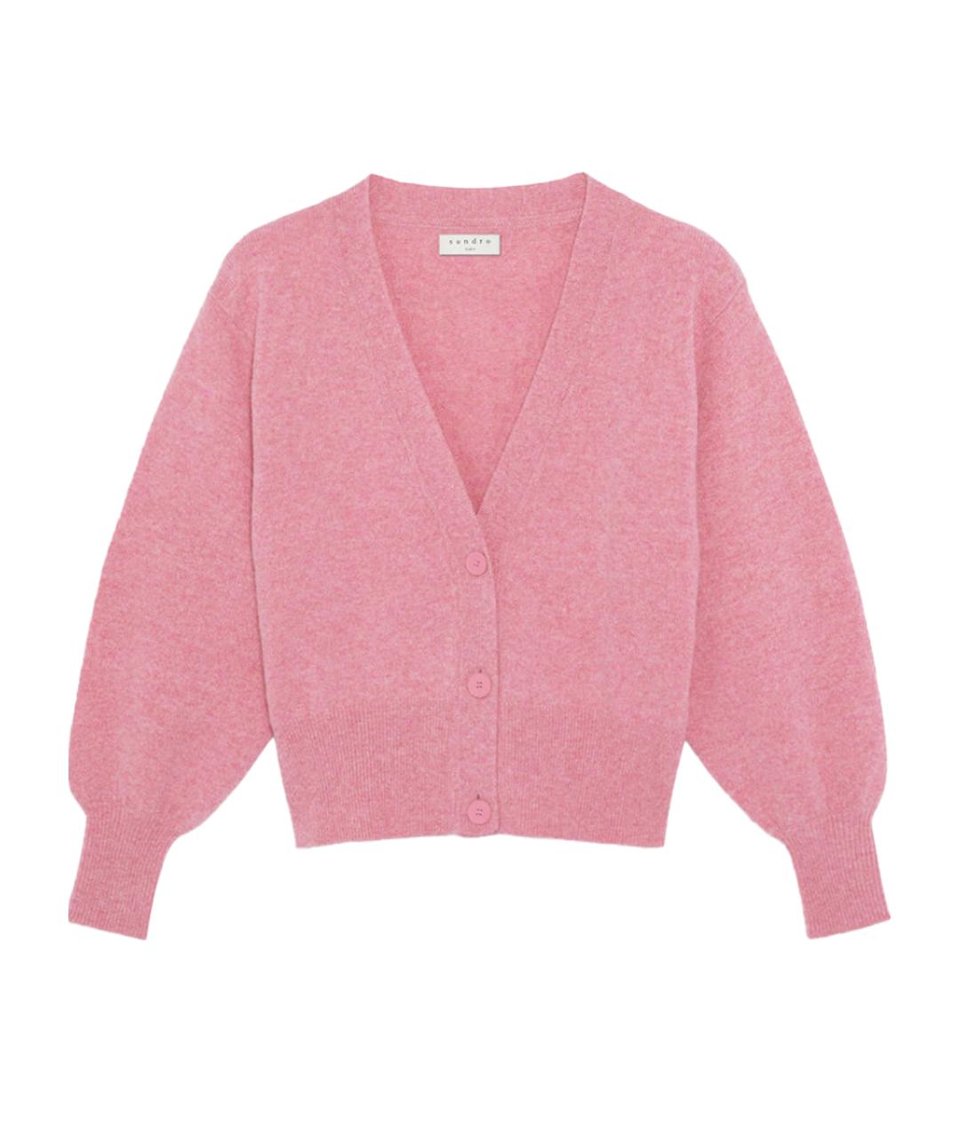 SANDRO Розовый шерстяной кардиган, фото 1