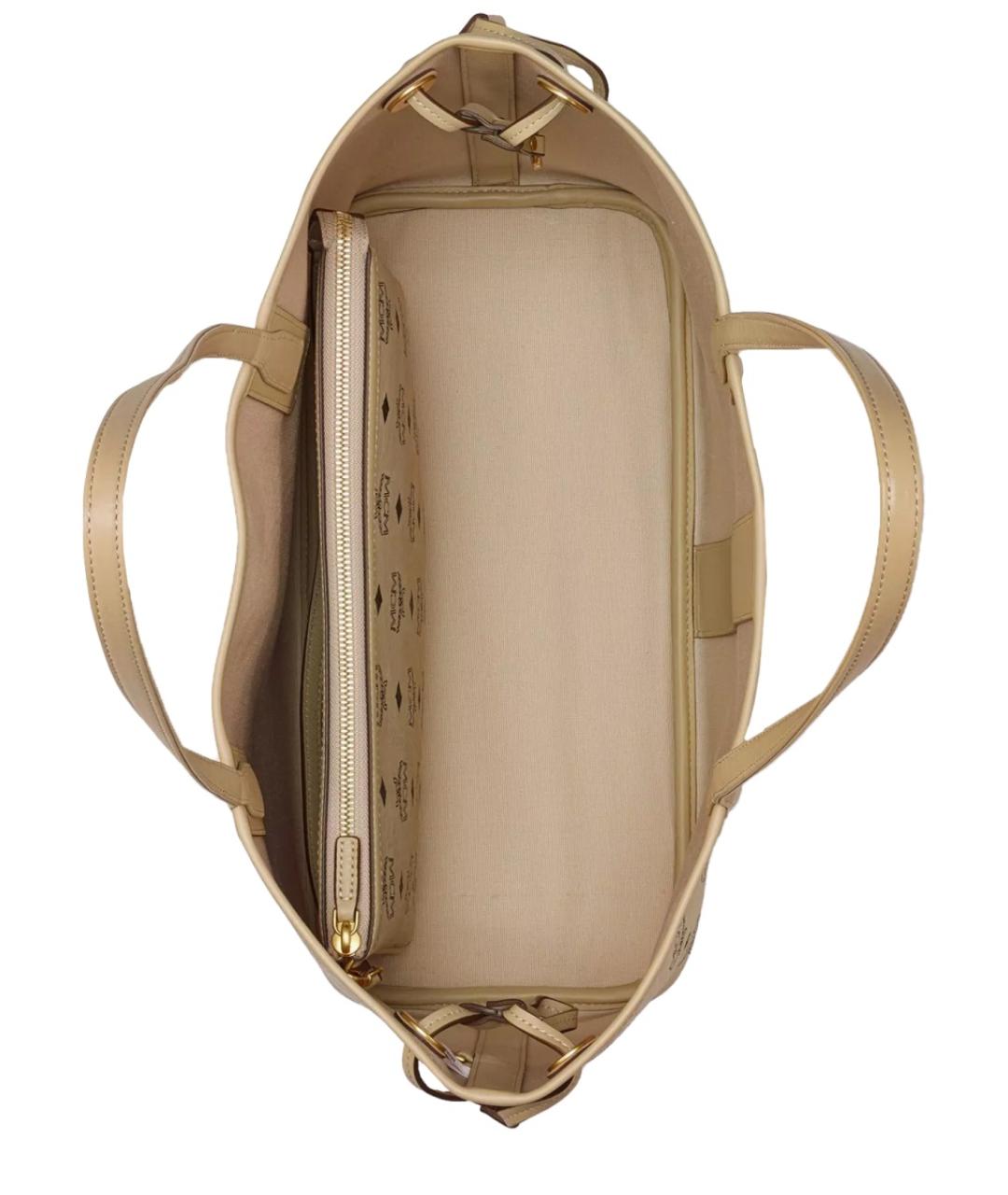 MCM Бежевая сумка тоут из искусственной кожи, фото 3