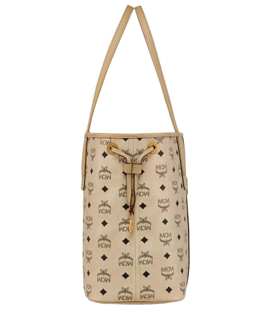 MCM Бежевая сумка тоут из искусственной кожи, фото 4