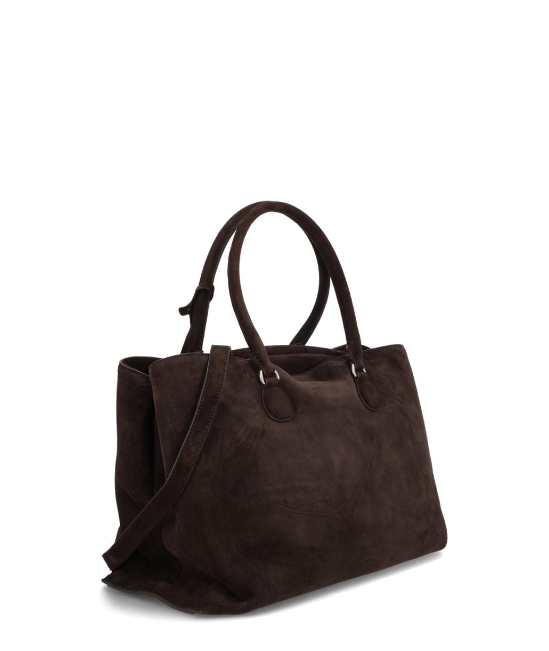 OSOI Коричневая замшевая сумка тоут, фото 3