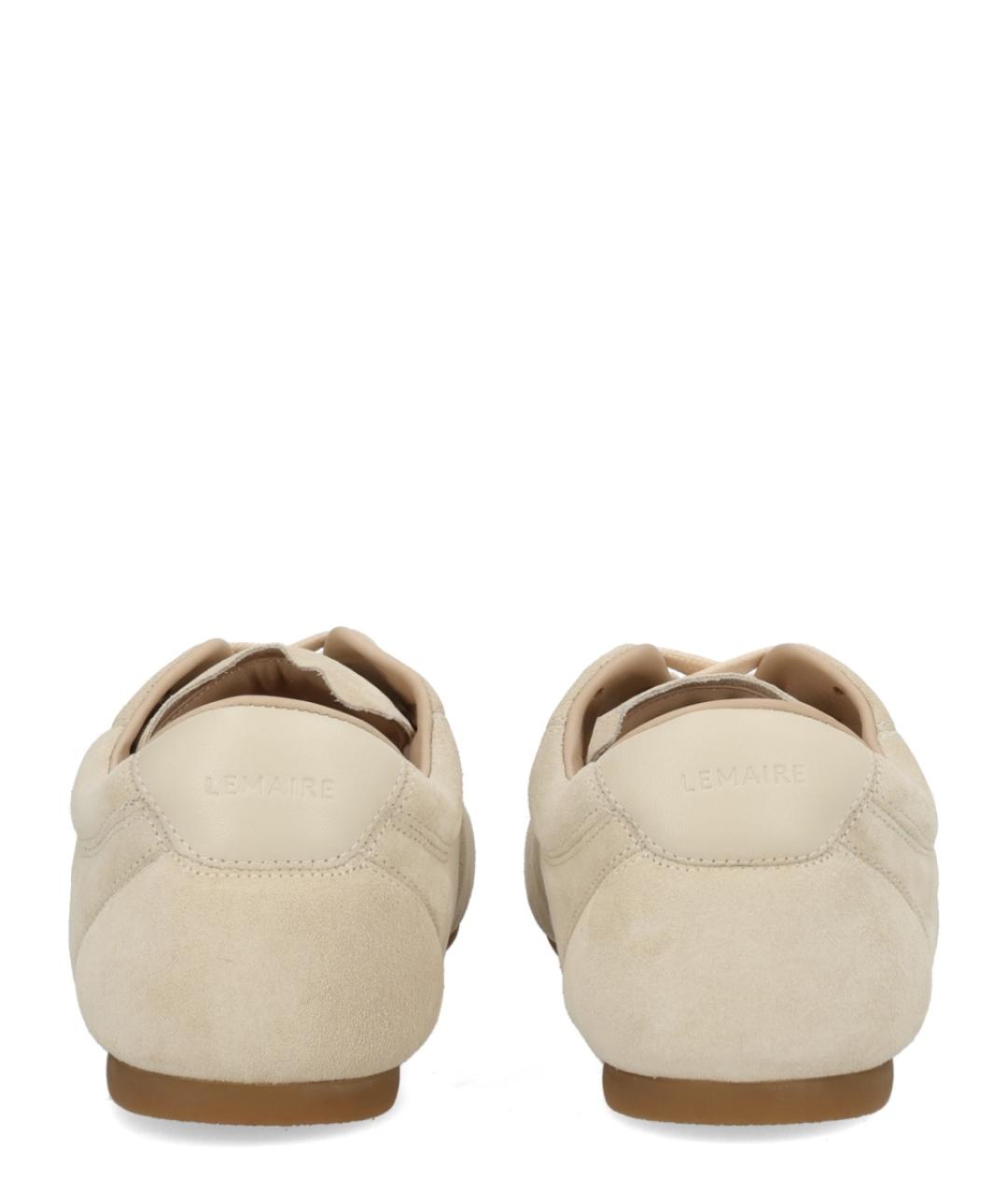 LEMAIRE Бежевые кожаные низкие кроссовки / кеды, фото 4
