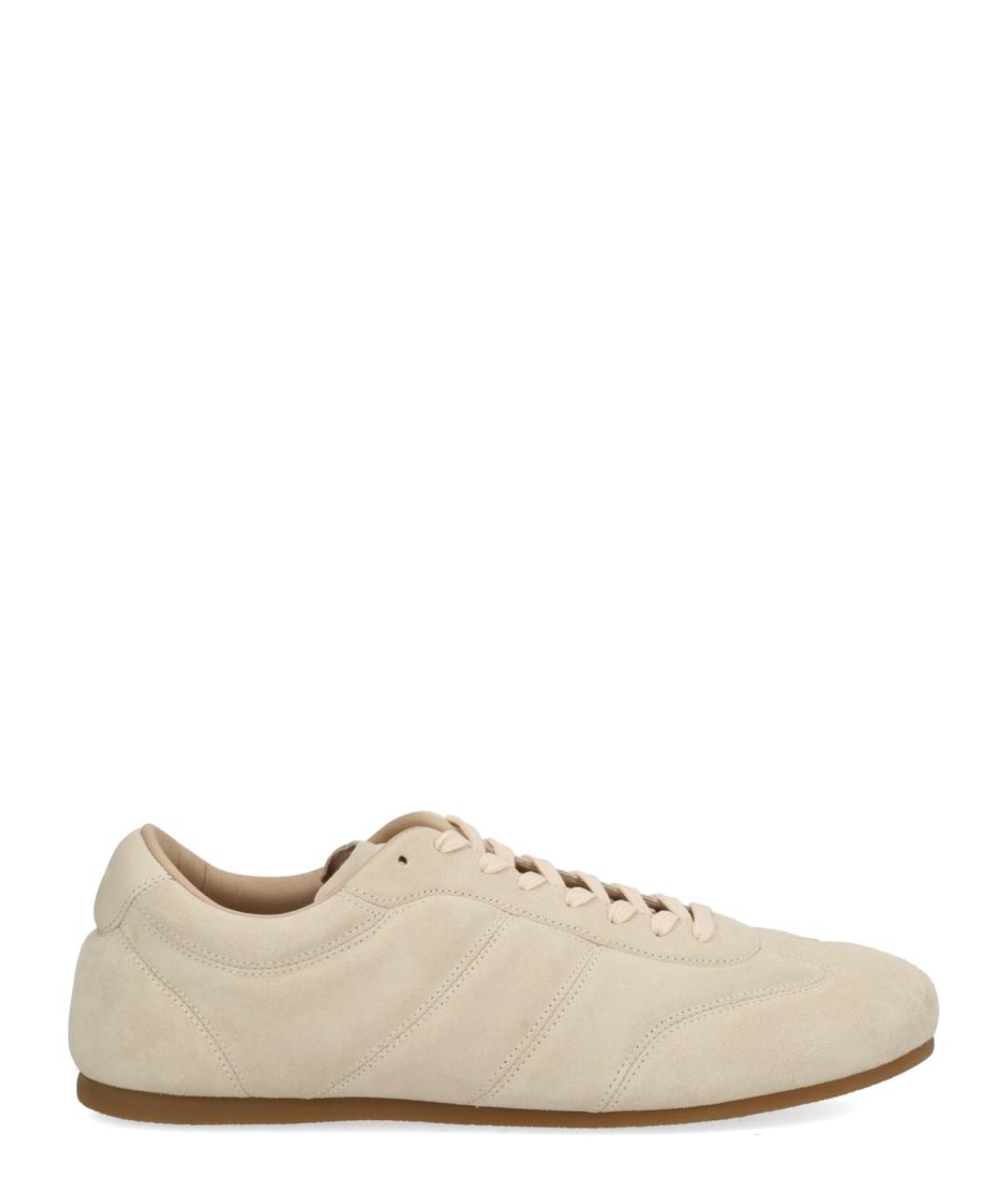 LEMAIRE Бежевые кожаные низкие кроссовки / кеды, фото 1