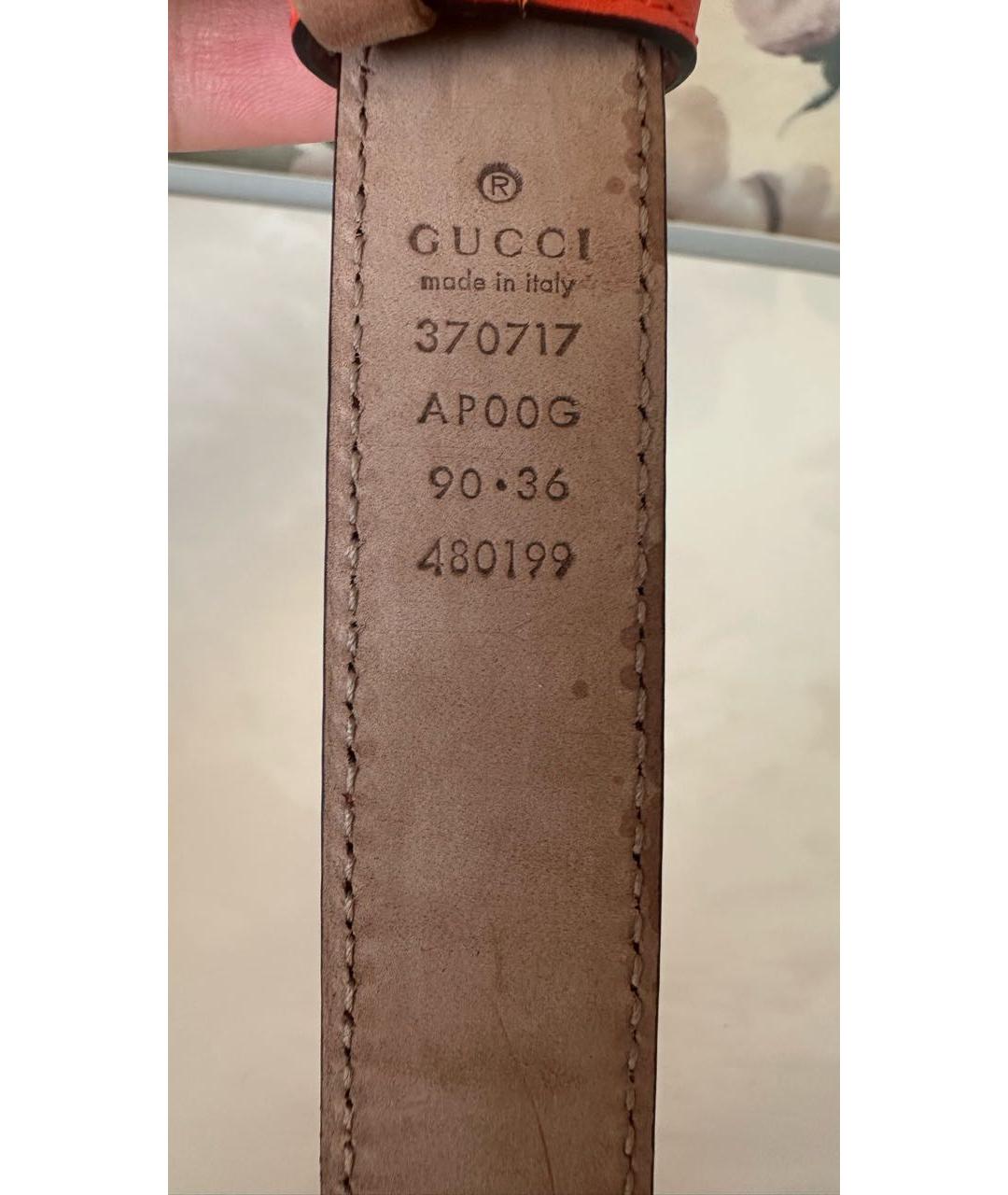 GUCCI Оранжевый кожаный ремень, фото 2