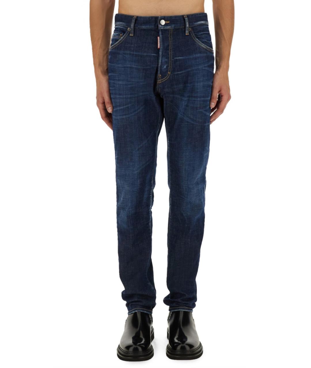 DSQUARED2 Синие хлопковые прямые джинсы, фото 5