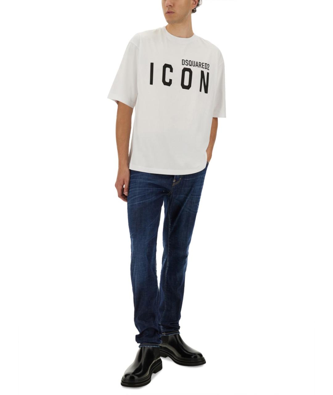 DSQUARED2 Синие хлопковые прямые джинсы, фото 2