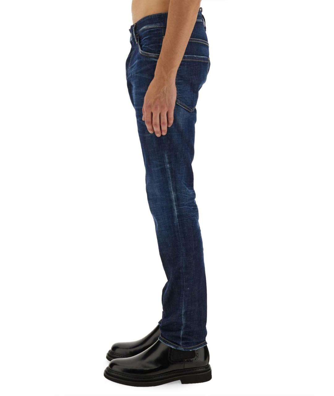 DSQUARED2 Синие хлопковые прямые джинсы, фото 4