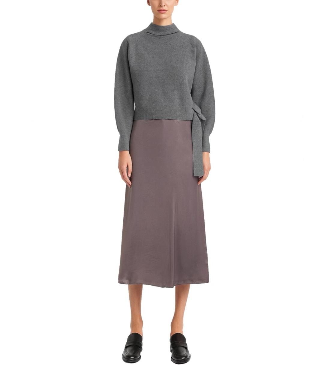 HUGO BOSS Серое шерстяное повседневное платье, фото 2