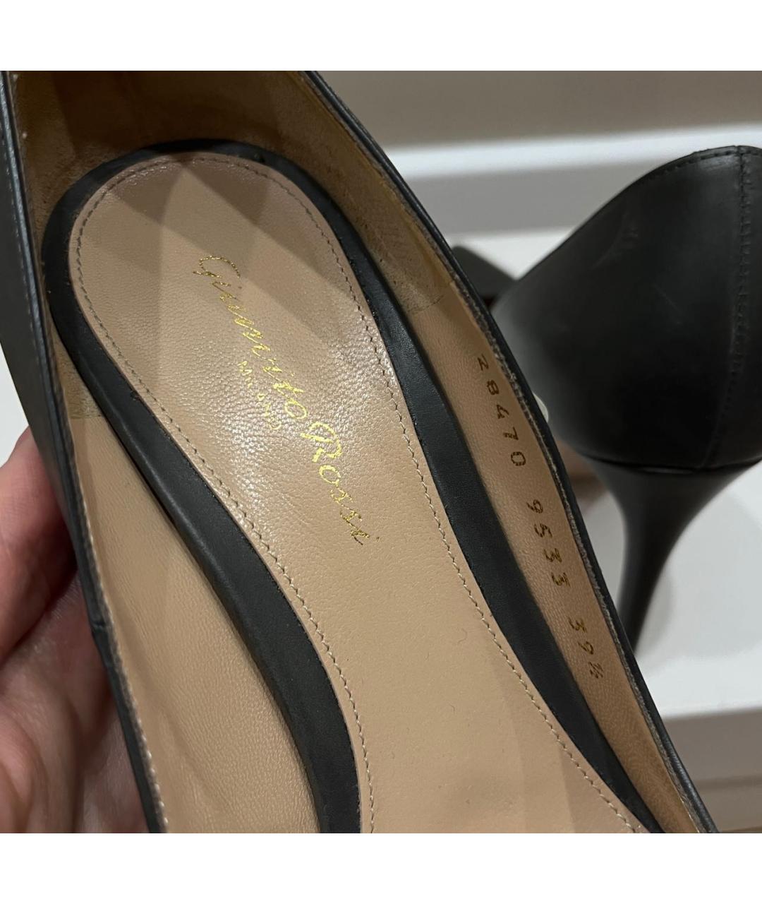 GIANVITO ROSSI Антрацитовые кожаные туфли, фото 6