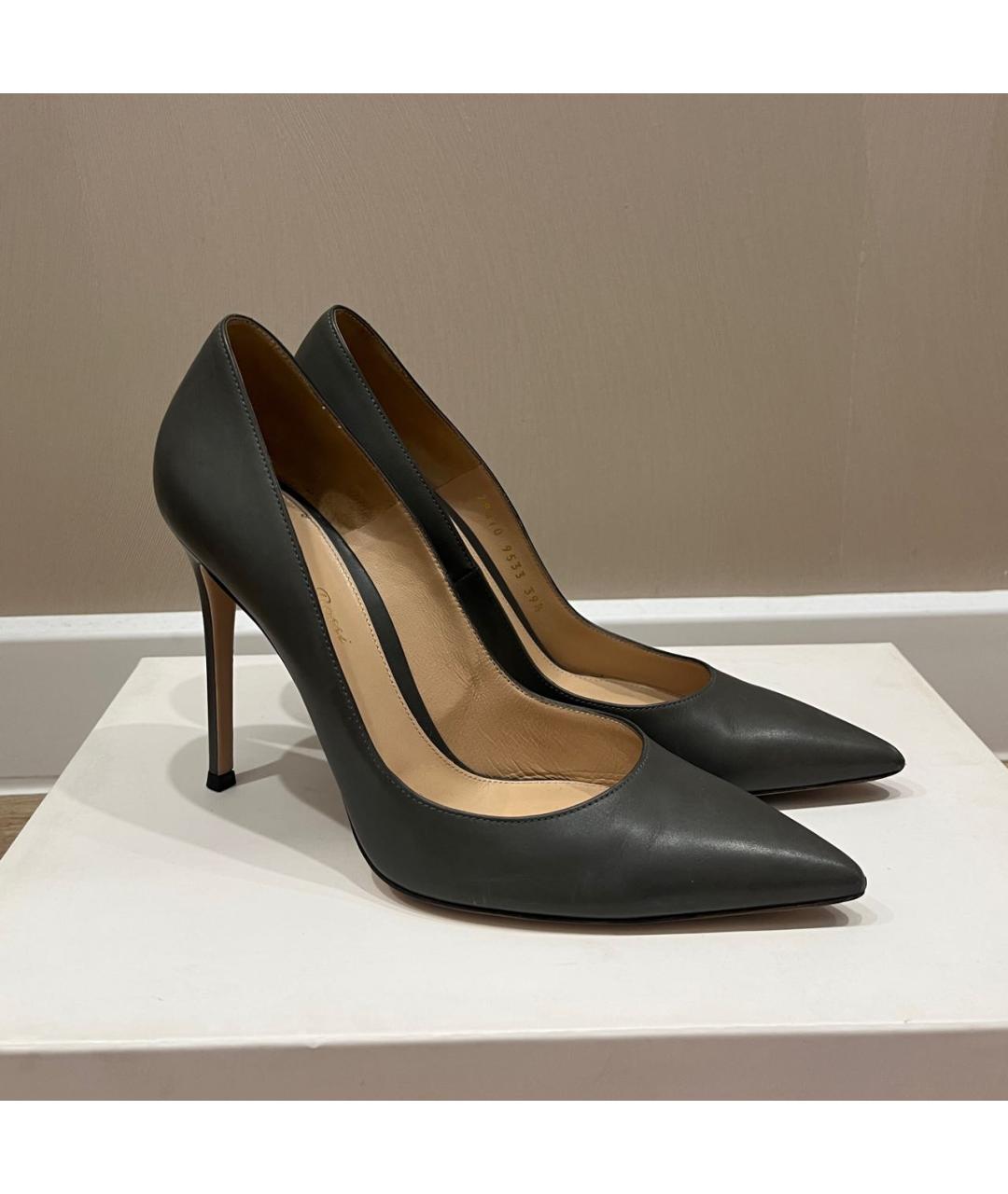 GIANVITO ROSSI Антрацитовые кожаные туфли, фото 3