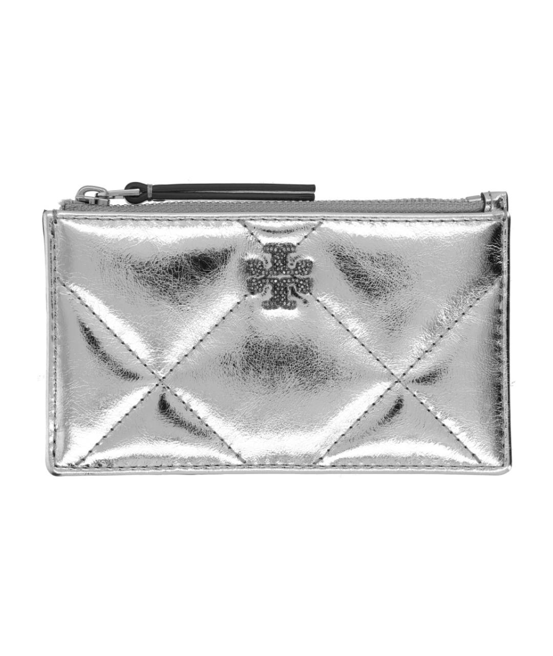 TORY BURCH Серебрянный кожаный кардхолдер, фото 1