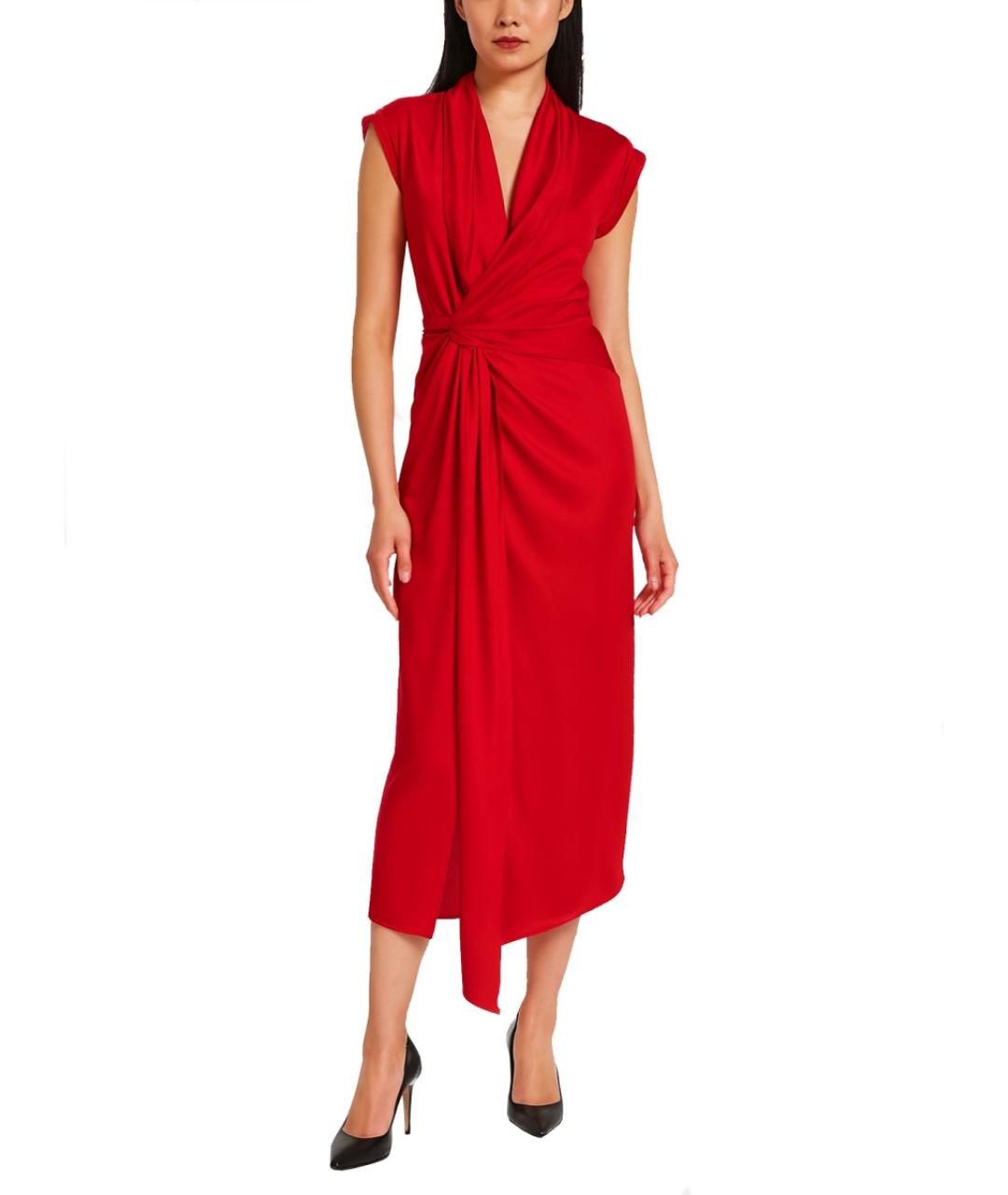 VICTORIA BECKHAM Красное шелковое повседневное платье, фото 2