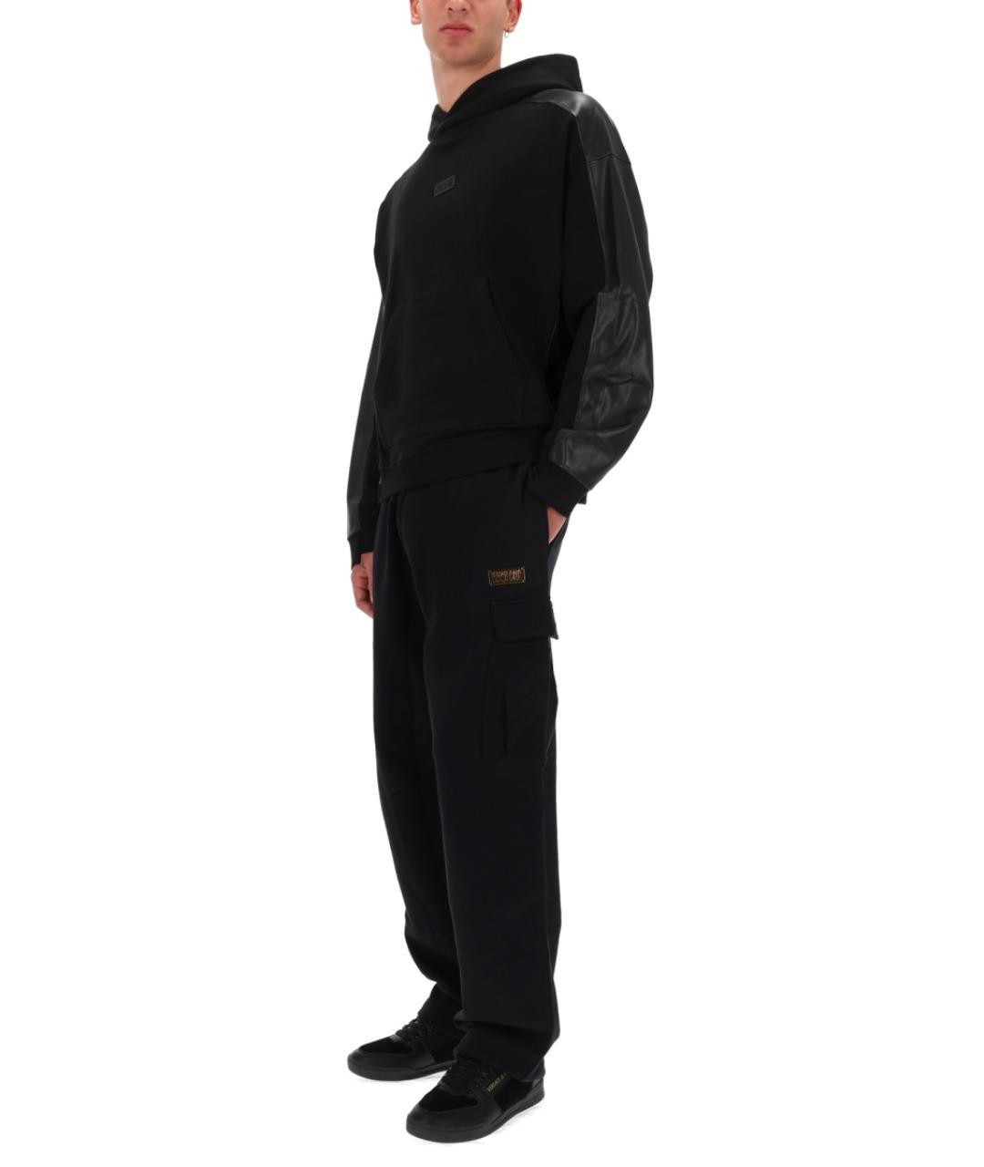 VERSACE JEANS COUTURE Черные хлопковые повседневные брюки, фото 2