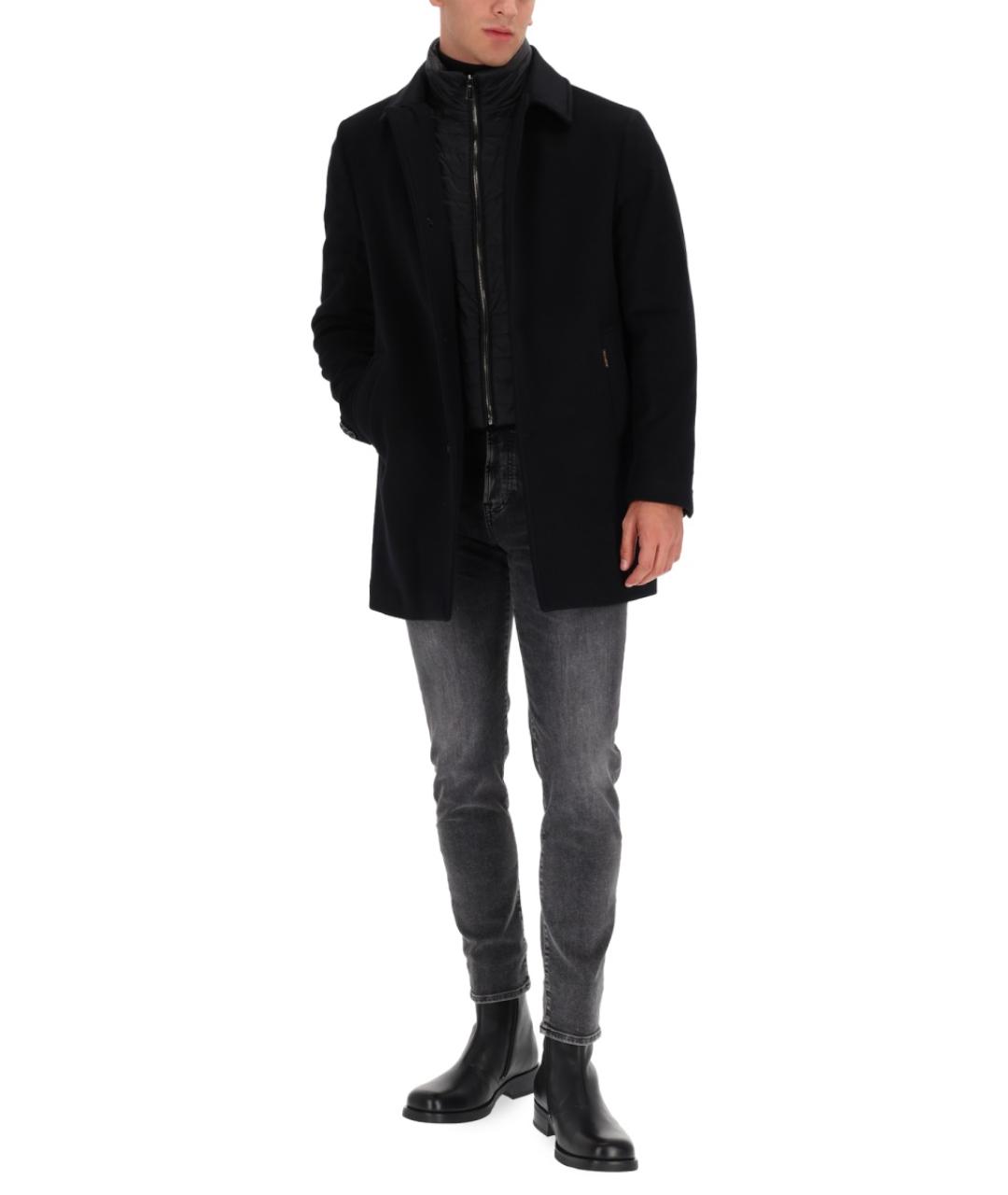 MOORER Черное шерстяное пальто, фото 2