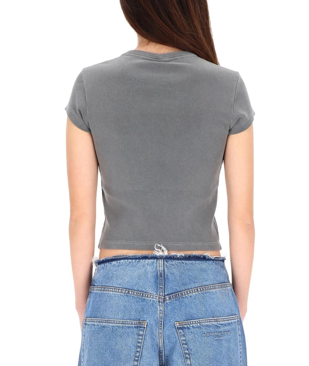 ALEXANDER WANG Серая хлопковая футболка, фото 5