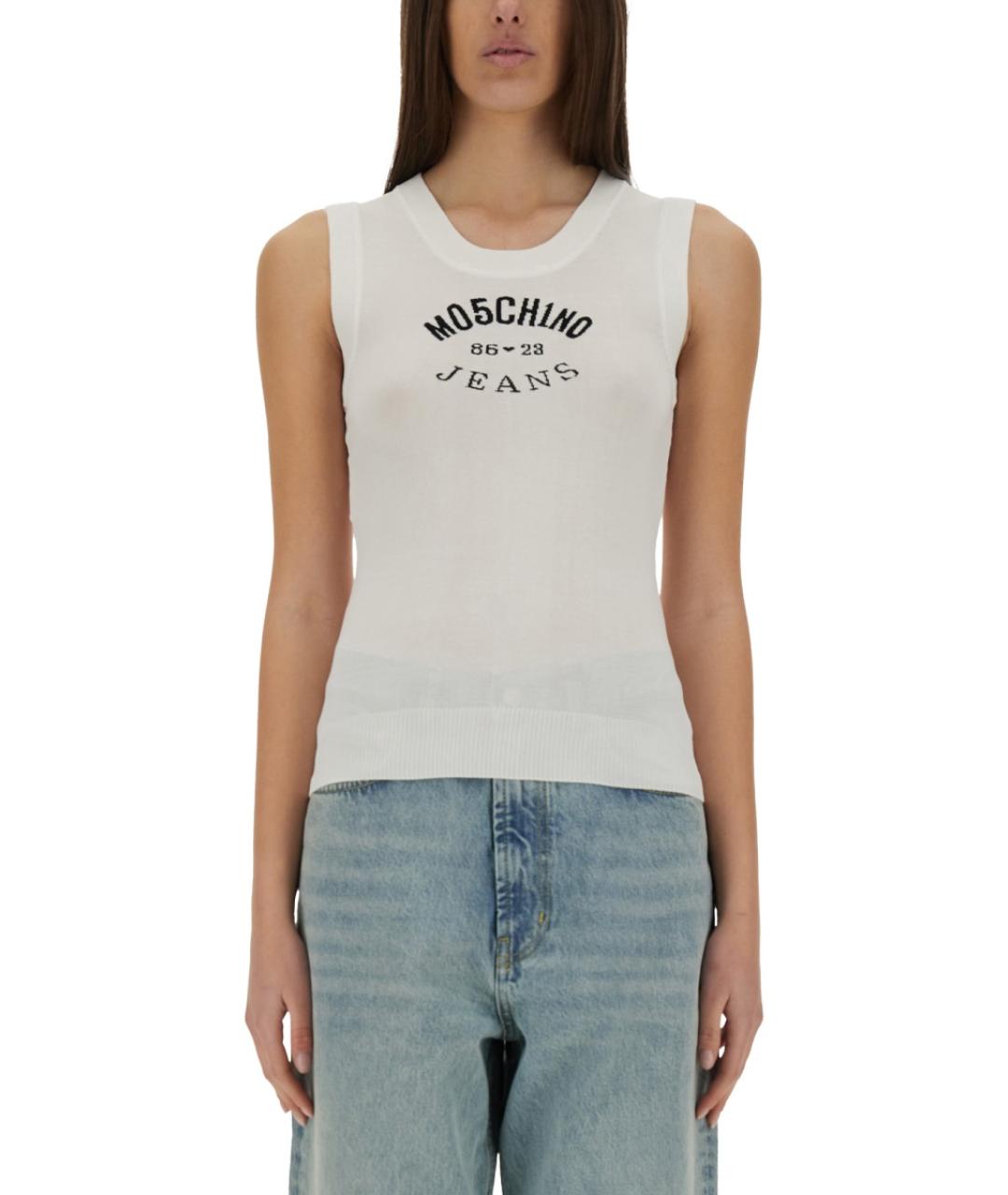 MOSCHINO JEANS Белая вискозная майка, фото 5
